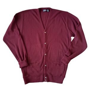 Vintage Par Four Sportswear Cardigan Sweater Men Sz XL‎ Tall Maroon Grandpa Golf